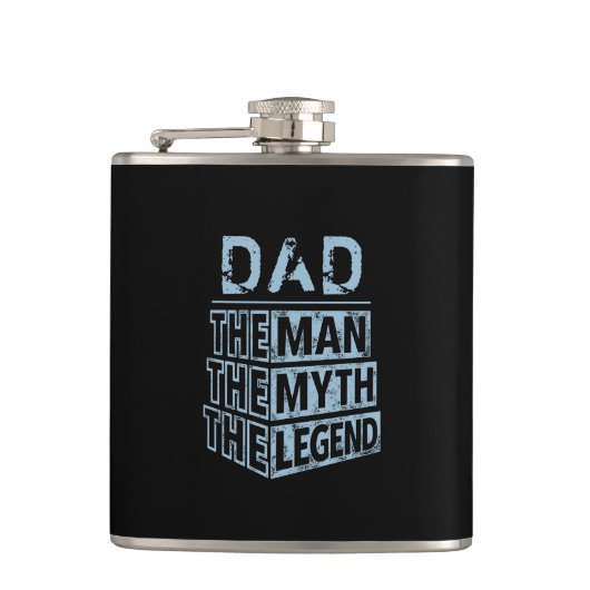 De blauwe gepersonaliseerde naam het Man de mythe Heupfles (Voorkant)