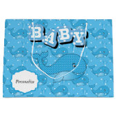 De blauwe Gestippelde Walvis van het Baby Polka Large Cadeautasje (Voorkant)