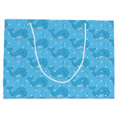 De blauwe Gestippelde Walvis van het Baby Polka Large Cadeautasje (Achterkant)