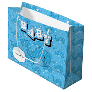 De blauwe Gestippelde Walvis van het Baby Polka Large Cadeautasje