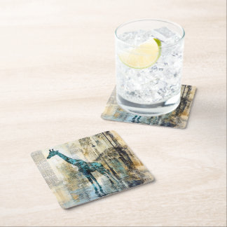 De Blauwe Giraffe in Parijs Coaster Kartonnen Onderzetters
