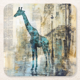 De Blauwe Giraffe in Parijs Coaster Kartonnen Onderzetters