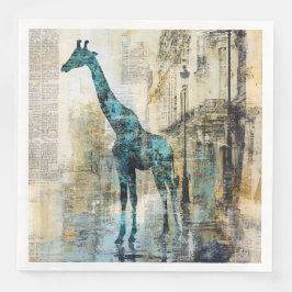 De Blauwe Giraffe In Parijs Papieren Servetten