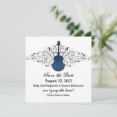 De blauwe gitaar bewaart de Datum uitnodigen Save The Date (Staand voorkant)