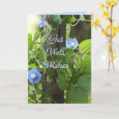 De blauwe Gloriën van de Ochtend passen om het Kaart (Gele Bloem)