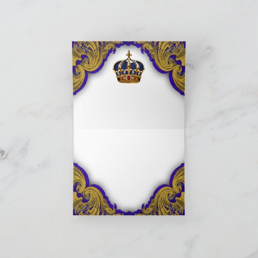 De blauwe Gouden Kroon van de Koning van de Prins Bedankkaart (Binnen)