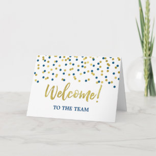 De blauwe Gouden Medewerker van de Confetti Onthaa Kaart