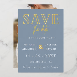 De blauwe handgeschreven de Foto van het Manuscrip Folie Uitnodiging