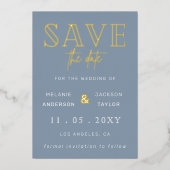 De blauwe handgeschreven de Foto van het Manuscrip Folie Uitnodiging (Voorkant)