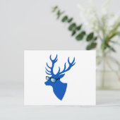 De blauwe herten van Kerstmis met nerdglazen Feestdagenkaart (Staand voorkant)