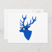 De blauwe herten van Kerstmis met nerdglazen Feestdagenkaart (Voorkant / Achterkant)