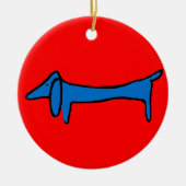 De blauwe hond keramisch ornament (Voorkant)