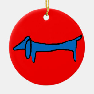 De blauwe hond keramisch ornament
