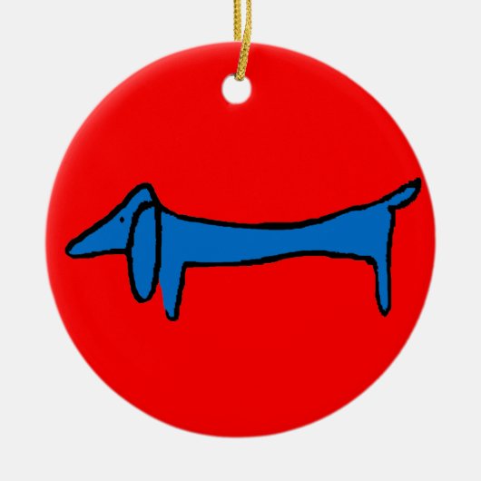 De blauwe hond keramisch ornament (Voorkant)