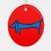 De blauwe hond keramisch ornament (Links)