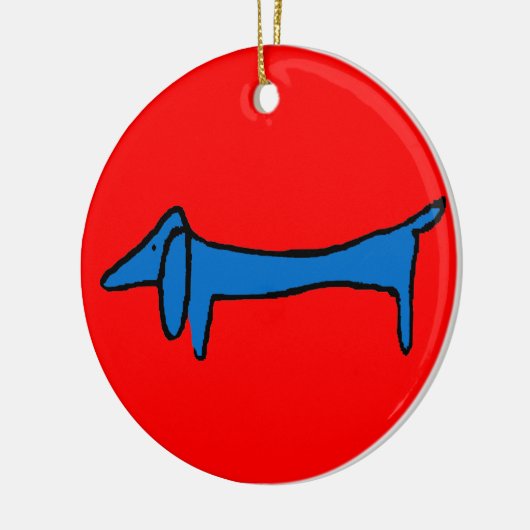 De blauwe hond keramisch ornament (Links)