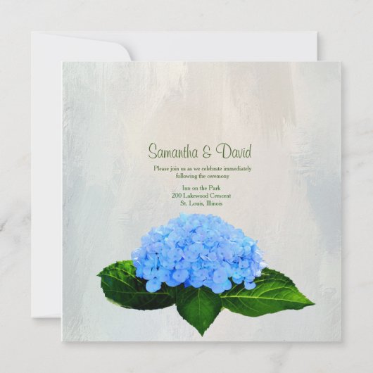 De blauwe Hydrangea aangepaste bruiloft uitnodigin Kaart (Achterkant)