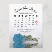 De blauwe kalender van het Roos van het Turquoise Aankondigingskaart (Voorkant)