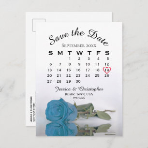De blauwe kalender van het Roos van het Turquoise  Aankondigingskaart