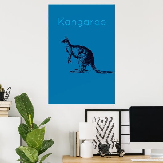 De blauwe Kangaroo Modern Wall Art Poster (Thuiskantoor)