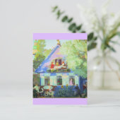 De blauwe katoen briefkaart (Staand voorkant)