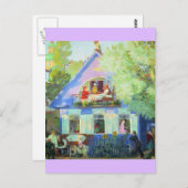 De blauwe katoen briefkaart (Voorkant / Achterkant)