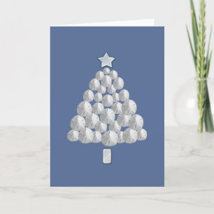 (De blauwe) Kerstboom van de Dollar van het zand Feestdagen Kaart