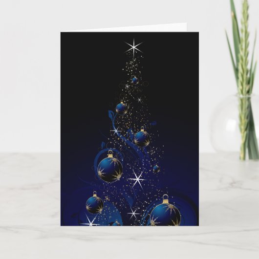 De Blauwe Kerstboom van Sparkly Feestdagen Kaart (Voorkant)