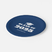 De blauwe klasse van 2025 papieren bordje (Gekanteld)