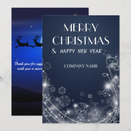 De blauwe kleur van sneeuwvlokken en Kerstman Vaka Feestdagenkaart