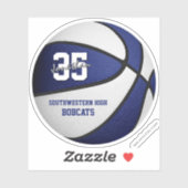 de blauwe kleuren van het witte basketbalteam gepe sticker (Vel)