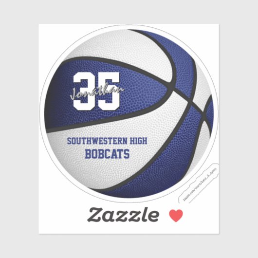 de blauwe kleuren van het witte basketbalteam gepe sticker (Vel)