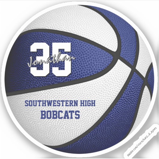 de blauwe kleuren van het witte basketbalteam gepe sticker (Voorkant)