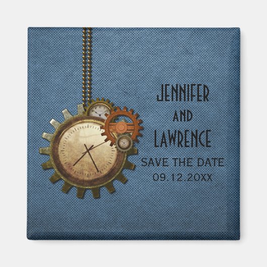 De blauwe  Klok sparen de Magnetische Datum Magneet (Voorkant)