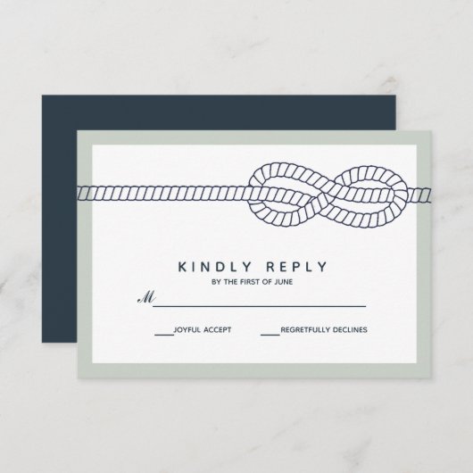 De blauwe knoop | Bruiloft RSVP (Voorkant / Achterkant)