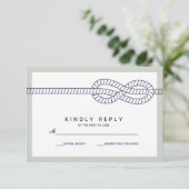 De blauwe knoop | Bruiloft RSVP Kaartje (Staand voorkant)