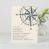 De blauwe kompas | Bridesmaids Luncheon Wedding Kaart (Staand voorkant)