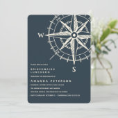 De blauwe kompas | Bridesmaids Luncheon Wedding Kaart (Staand voorkant)