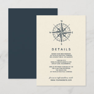 De blauwe kompas   Details van de bruiloft Kaart