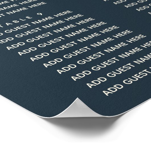 De blauwe kompas | Nautical Wedding Seating Chart Poster (Hoek)