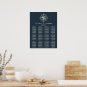De blauwe kompas | Nautical Wedding Seating Chart Poster (Keuken)