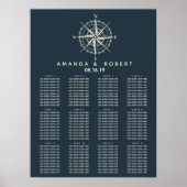 De blauwe kompas | Nautical Wedding Seating Chart Poster (Voorkant)