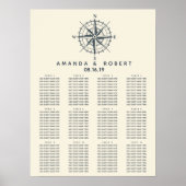 De blauwe kompas | Nautical Wedding Seating Chart Poster (Voorkant)