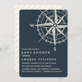 De blauwe kompas | Nautisch Baby shower Kaart