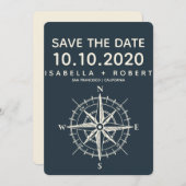 De blauwe kompas | Weddenschap Save the Date (Voorkant / Achterkant)