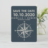 De blauwe kompas | Weddenschap Save the Date (Staand voorkant)