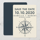 De blauwe kompas | Weddenschap Save the Date (Voorkant / Achterkant)