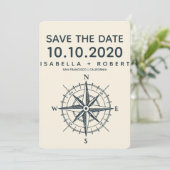 De blauwe kompas | Weddenschap Save the Date (Staand voorkant)
