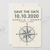 De blauwe kompas | Weddenschap Save the Date (Voorkant)