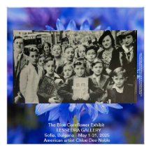 De blauwe korenbloem tentoonstelling in Sofia Bulg